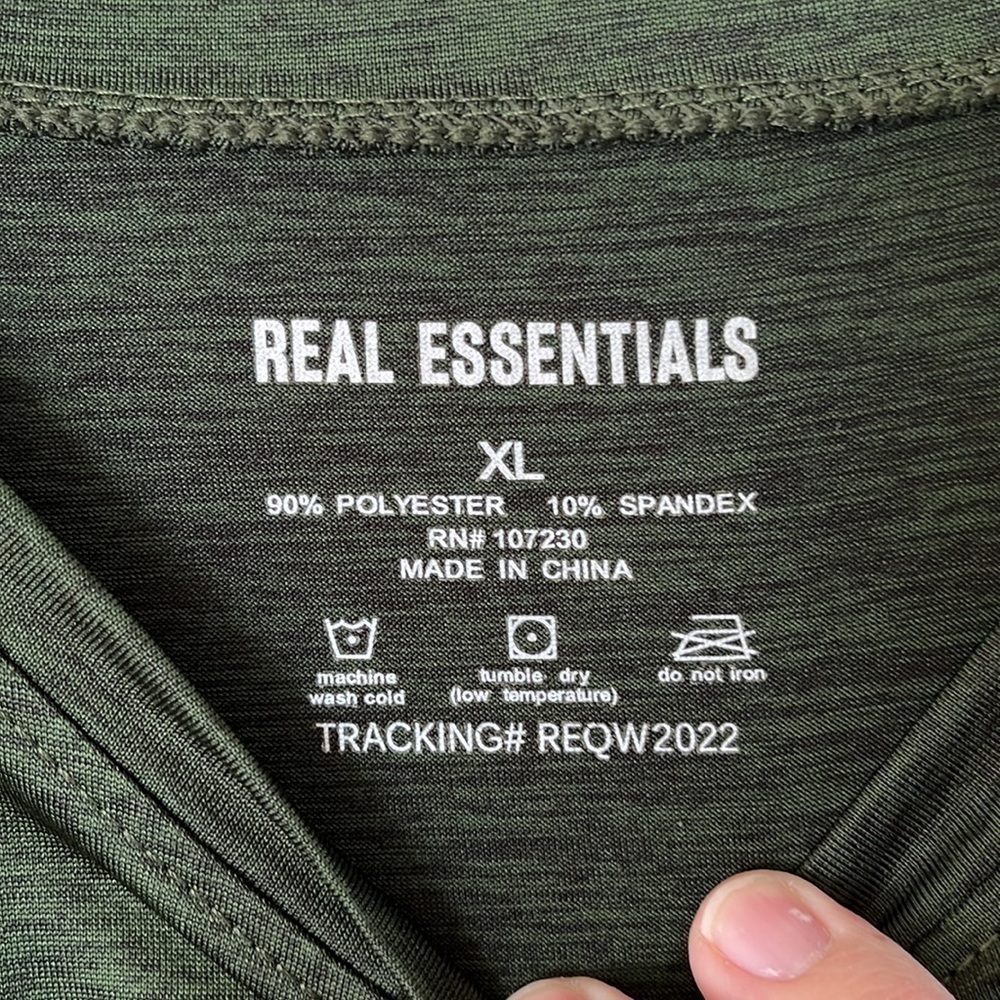 Real Essentials men’s size XL pullover polyester spandex shorts sleeves green - Picture 3 of 12